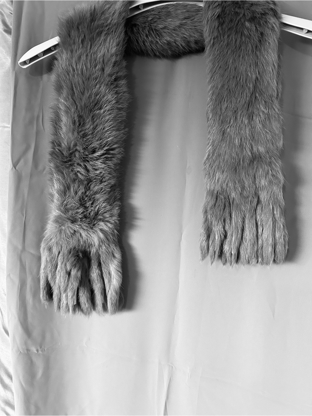 CrownCap Genuine 100% Real Rabbit Fur Winter Scarf Luxury Plush Gray
